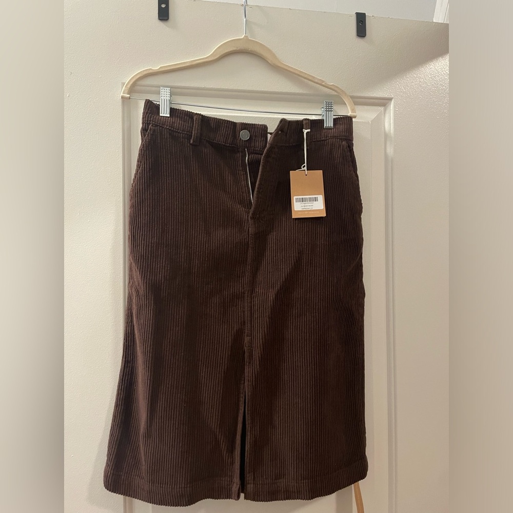 Reformation Brown Corduroy Midi Skirt
